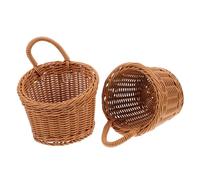 CLISPEED 2pcs Wall Hanging Garlic Basket Fruit Vegetable Organizer Imitation Rattan Baskets for Kitchen Storage for Holding Onion Ginger and Garlic