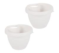CLISPEED 2pcs Wall Mounted Hanging Plant Pots Small White Plastic Flower Holders for Indoor Outdoor Garden Bathroom Decor Easy Installation Durable Lightweight
