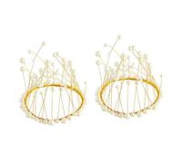 CLISPEED 2Pcs White Artificial Pearl Crown Cake Topper Ornaments for Birthday Party Baking Decorations Non-Edible Cake Accessories
