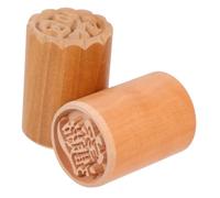 CLISPEED 2Pcs Wooden Mooncake Stamp Cookie Press Mold for Mid Autumn Festival Baking Cake Embosser with Chinese Pattern Designs