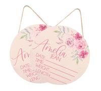 CLISPEED 2pcs Wooden Name Announcement Signs for Hospital Nursery Newborn Birth Record Plaques for Photo Props Shower with Details