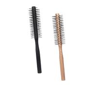 CLISPEED 2pcs Wooden Round Hair Brush Curly Hair Blow Drying Combs for Home Styling with Nylon Bristles Volume Enhancing Curling Roller for Effortless Waves and Bounce