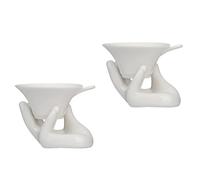 CLISPEED 2sets Ceramic Kung Fu Tea with Guanyin Hand Holder Porcelain Tea Strainers for Loose Leaf Brewing at Home and Office