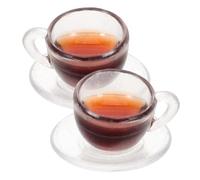 CLISPEED 2sets Miniature Mug for Dollhouse Scale Mini Coffee Cups Saucers for Pretend Play and Craft Projects