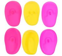 CLISPEED 3 Pairs Silicone Ear Protectors for Hair Coloring Comfortable Soft Ear Covers for Salon Use Protects Against Hair Dye Stains Bright Colors Red Yellow Purple