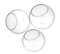 CLISPEED 3 Pcs Round Glass Terrarium Vases for Succulents and Air Plants Desktop Planters for Miniature Gardens Decorative Hydroponic Containers for Home and Office Display