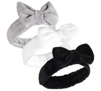 CLISPEED 3 Pcs Spa Headbands Face Wash Hairbands with Bowknot Coral Fleece Elastic Skincare Makeup Headwraps for Women Soft Comfortable Hair Accessories for Facial Care and Sports