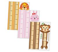 CLISPEED 3 Sets Height Chart Wall Stickers Self Adhesive Growth Chart with Cartoon Animal Designs for Nursery Bedroom Decoration and Measurement Records