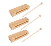 CLISPEED 3 Sets Solid Hardwood Percussion Rhythm Block Musical Instrument for Stimulate Creativity and Music Interest for Schools and Homes
