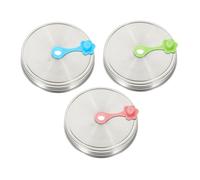 CLISPEED 3 Sets Stainless Steel Jar Lids with Straw Hole Reusable Leak Sealed Lids for Canning and Drinking Supplies Compatible with Jars for Home Use Random Color