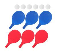 CLISPEED 3 Sets Table Tennis Paddles Lightweight Plastic Bat with Easy Grip for Young Players Practice and Play Includes Red and Blue Paddles with White Balls