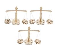 CLISPEED 3 Sets Wooden Balance Math Scale Educational Stem for Ages Smooth Edges Cognitive Development Measurement Learning Kit