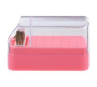 CLISPEED 30 Holes Nail Drill Bits Storage Box Plastic Pink Display Organizer Case for Home Use Nail Art Salon
