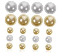CLISPEED 300pcs No Hole Faux Pearl Beads Vase Filler for Home Table Decor Wedding Centerpiece Bulk Floating Beads in Light Yellow and White Material