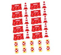 CLISPEED 30pcs Miniature Traffic Cones and Barriers Educational Street Signs Playset for Realistic Traffic Safety Teaching Tools with Red Cones Water Barricades and Yellow Crash Barrels