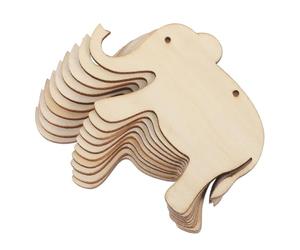 CLISPEED 30pcs Unfinished Wood Elephant Tags with Holes and Jute String, Blank Craft Plaques for Graffiti, Engraving Blanks for Labeling and Crafting Projects