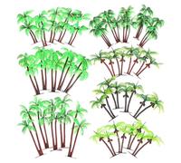 CLISPEED 31 Pcs Artificial Coconut Tree Model Set 7 Sizes Plastic Mini Palm Trees for Diorama Indoor and Outdoor Landscape Decoration