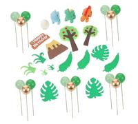 CLISPEED 33pcs Wild Animal Cake Decorations Jungle Theme Birthday Cake Toppers with Deer Elk Figurines for Forest Party Supplies Creative Dessert Picks