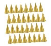 CLISPEED 36pcs Birthday Party Cone Hats Gold Paper Headwear Lightweight Cone Caps for Childrens Birthday Celebration Party Decorations