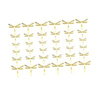 CLISPEED 36pcs Metal Dragonfly Wall Decor Gold Hollow Art Crafts for Living Bedroom Lifelike Hanging Ornaments for Home Decoration and Garden Accent Spring Nature Style