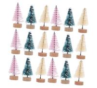 CLISPEED 36Pcs Mini Christmas Tree with Wooden Base Mini Pine Trees for Tabletop Xmas Ornaments Decorative for Holiday Party Home and Office Interior Decoration
