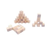 CLISPEED 36pcs Small Wooden Cube Blocks Precise Cutting Smooth Solid Wood Square Blocks for Craft DIY Projects Educational