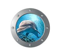 CLISPEED 3D Under The Sea Ocean World Dolphin Wall Stickers Decals Submarine Window Clings Stickers Wall Arts Decals Wall Decorations