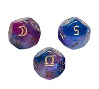 CLISPEED 3pcs 12-sided Zodiac Astrology Dice Set Acrylic Multi-sided Number Game Dices for Role Playing and Board Games Colorful Luck Dice for Family Evenings