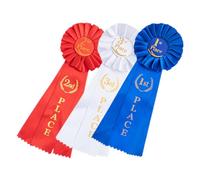 CLISPEED 3pcs Award Ribbon Rosette with Place Medals for Competitions and Parties Smooth Craftsmanship Prize Ribbons for Student Recognition and Sports Events