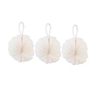 CLISPEED 3Pcs Beige Petal-Shaped Bath Balls Body Scrubbers for Men Women PE Material Shower Mesh Sponges for Exfoliating Cleansing and Massaging Skin at Home Travel