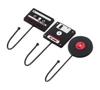 CLISPEED 3pcs Black Vinyl Record Wall Hanging Hooks with Retro Artistic Design, Iron Material with Flexible Glue, Resistant to Rust, for Holding Necklaces and Keys in Home Storage