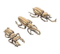 CLISPEED 3pcs Brass Beetle Figurine Desktop Beetle Ornament 2.75x1.26x0.59in Brass Vintage Finish Not Easy to Knock over Office Decoration