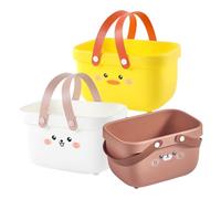 CLISPEED 3pcs Cartoon Expression Portable Shower Basket with Handle PP Material Bathroom Storage Organizer for Toiletries Ventilated Hollow Design Suitable for Home Office Bedroom Dormitory