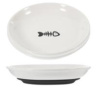 CLISPEED 3pcs Ceramic Cat Bowls for Small Cats, Shallow and Wide Design with Nonslip Beige Base, Promotes Healthy Feeding Habits, for Stress-free Mealtime