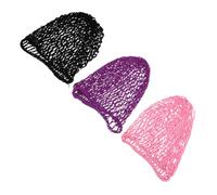 CLISPEED 3pcs Crochet Hair Bun Covers for Women Lightweight Stretchy Mesh Hairnets Comfortable Hair Wraps for Sleeping Dancing and Everyday Use in and Purple