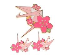 CLISPEED 3pcs Cute Cherry Blossom Crane Brooch Versatile Enamel Pins for Clothing Cardigans and Shawls Durable Metal Design for Parties and Celebrations