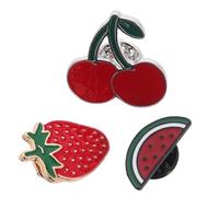 CLISPEED 3Pcs Cute Fruits Brooch Pins Adorable Watermelon Strawberry Cherry Enamel Pins for Women Lightweight Jewelry Accessories for Summer Clothing Dress Outfits