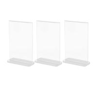 CLISPEED 3pcs Double Sided Alloy Display Stands with Qr Code Feature, Multifunctional Design T-Shape Sign Holders for Trade Show and Office Desk Use