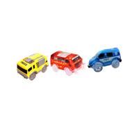 CLISPEED 3pcs Electric Track Automobile for Lightweight Light-up Cars with Yellow Engineering Blue Police Red Bus for Smooth Surface Play