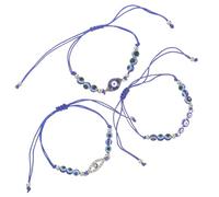 CLISPEED 3pcs Evil Eye Bead Bracelets for Women, Alloy and Wax String Material, Classic Blue Design Adds A Touch of Mystery, for Daily Wear and Birthday