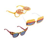 CLISPEED 3pcs Funny Party Sunglasses: Pizza Hamburger Hot Dog Glasses Novelty Photo Booth Props For Luau Summer Birthday Christmas Party Supplies