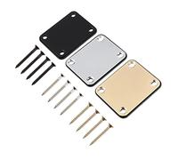 CLISPEED 3PCS Guitar Neck Plate Replacement Alloy Mounting Plates with Screws for Electric Guitar and Bass Neck Joint in White Gold and Black Easy Installation and Strong Reinforcement