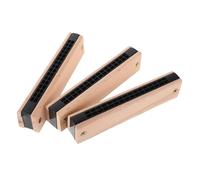 CLISPEED 3pcs Harmonica Natural Wood Double Row Musical Instrument for Educational Music for Beginners Family Fun and Learning