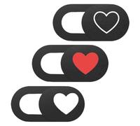 CLISPEED 3pcs Heart Pattern PC Webcam Cover Slide for Desktop Computer and Laptop, Abs Material, Portable Design to Protect Your Privacy and Ensure Digital Life