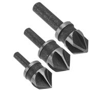 CLISPEED 3Pcs Hexagonal Handle Carpenter's Five-edged Chamfer Countersink Bit for Woodworking Plastic Boards High-speed Steel Deburring Drill Bits with Groove for Easy Chip Removal