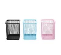 CLISPEED 3pcs Iron Mesh Pencil Holders Cuboid Pen Pot Set for Desktop Office and Home Use Small Daily Stuff and Scissors Organiser