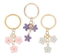 CLISPEED 3Pcs Keyrings for Women: White/Pink/Purple Car Key Chain for Men, Cute Keychain Accessories Cherry Blossom Flower Keyring Bag Charms for Handbags Backpack Purse