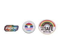 CLISPEED 3pcs Metallic Painted Badge Rainbow Series Creative Lapel Pin for Clothes Dress Hats Bags Backpack Pride Pin Brooch Badge