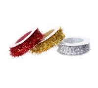 CLISPEED 3pcs Metallic Thin Tinsel Garland Flexible Christmas Decoration Strands in Red Gold Silver for Party Supplies and Tree Decorating