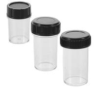 CLISPEED 3pcs Microscope Objective Case, Microscope Lens Case, 20.23mm Plastic Dustproof Storage Box with Threaded Lid, Black, for Fieldwork and Lab, for Educators and Lab Technicians